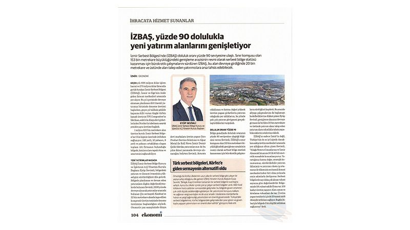 İZBAŞ YÖNETİM KURULU BAŞKANI EYÜP SEVİMLİ: YATIRIM VE İHRACATTA İVMEMİZ YÜKSELİŞTE