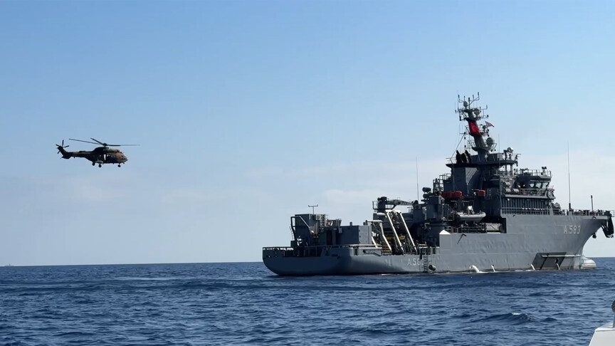TCG Işın gemisi, KKTC’te alabora olan geminin enkazına ulaşmak için taramalara başladı