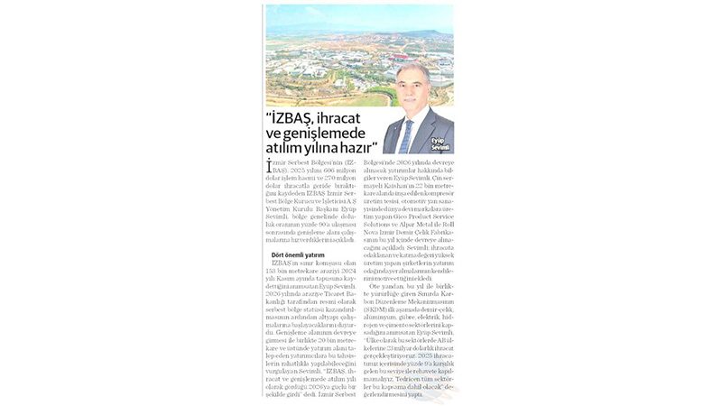 2026 İZBAŞ İÇİN İHRACAT VE GENİŞLEME ATILIMI YILI OLACAK